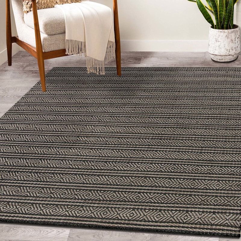 Honeybloom Neutral Flatweave Runner, 2x7, Grey, Cotton Sold by at Home
