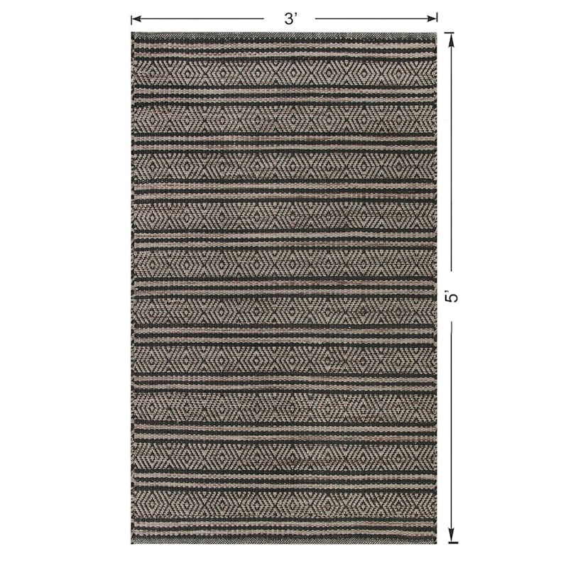 Honeybloom Neutral Flatweave Runner, 2x7, Grey, Cotton Sold by at Home