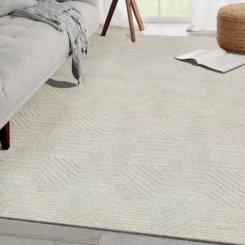 Found and Fable Dartmouth Ivory Tufted Area Rug 8x10 At Home