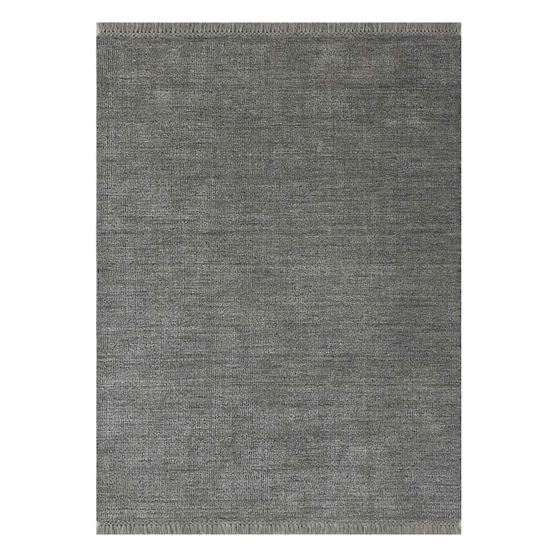 UNTITLED ウール混紡 グレー 42 新品 B731) Crosby St. Hollis Grey Woven Fringe Area Rug, 5x7