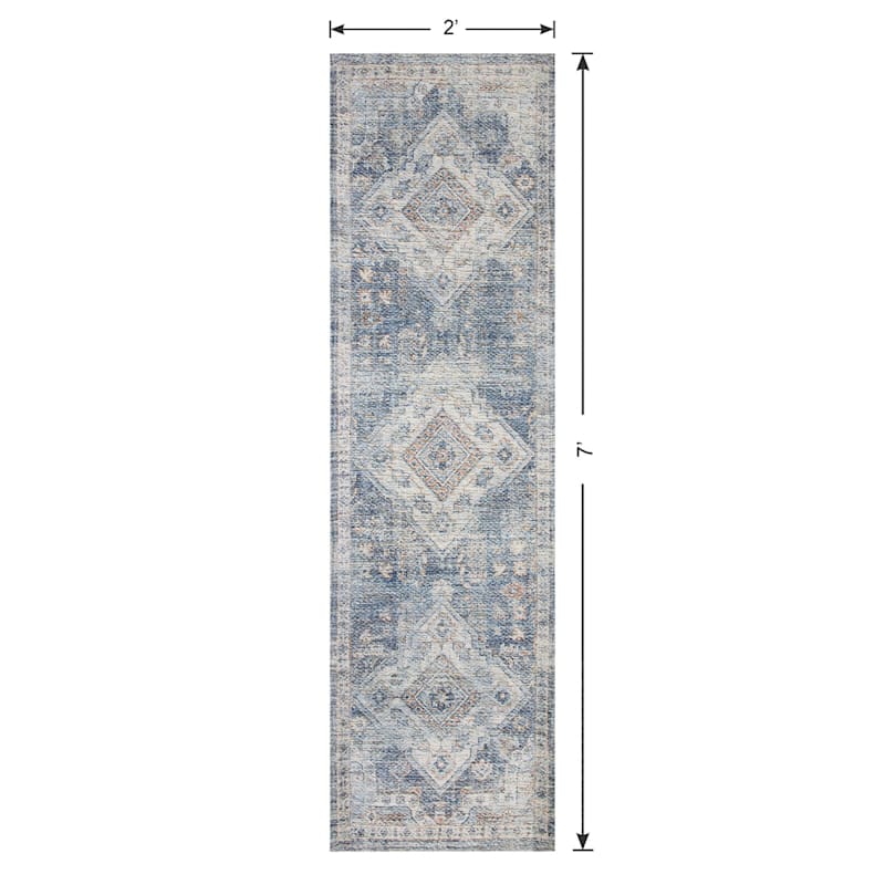 Floransa Blue Medallion Runner, 2x7, Sold by at Home
