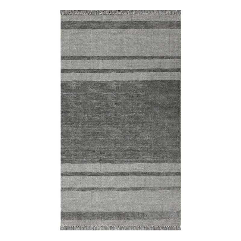 (A483) Laila Ali Albion Grey Striped Woven Accent Rug, 3x5