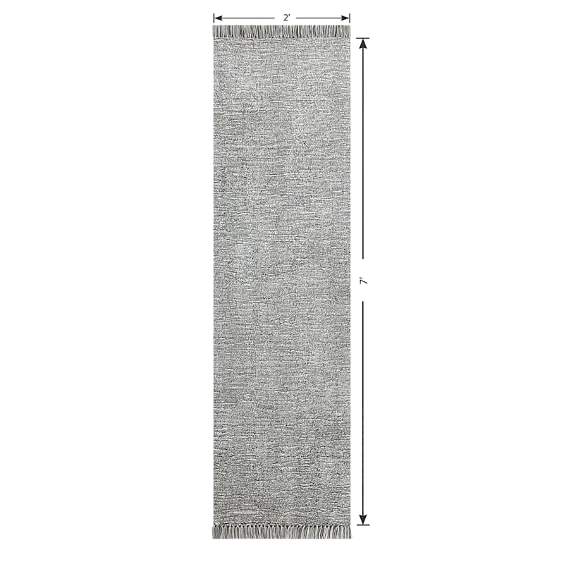 (A484) Crosby St. Breton Grey Tufted Runner, 2x7