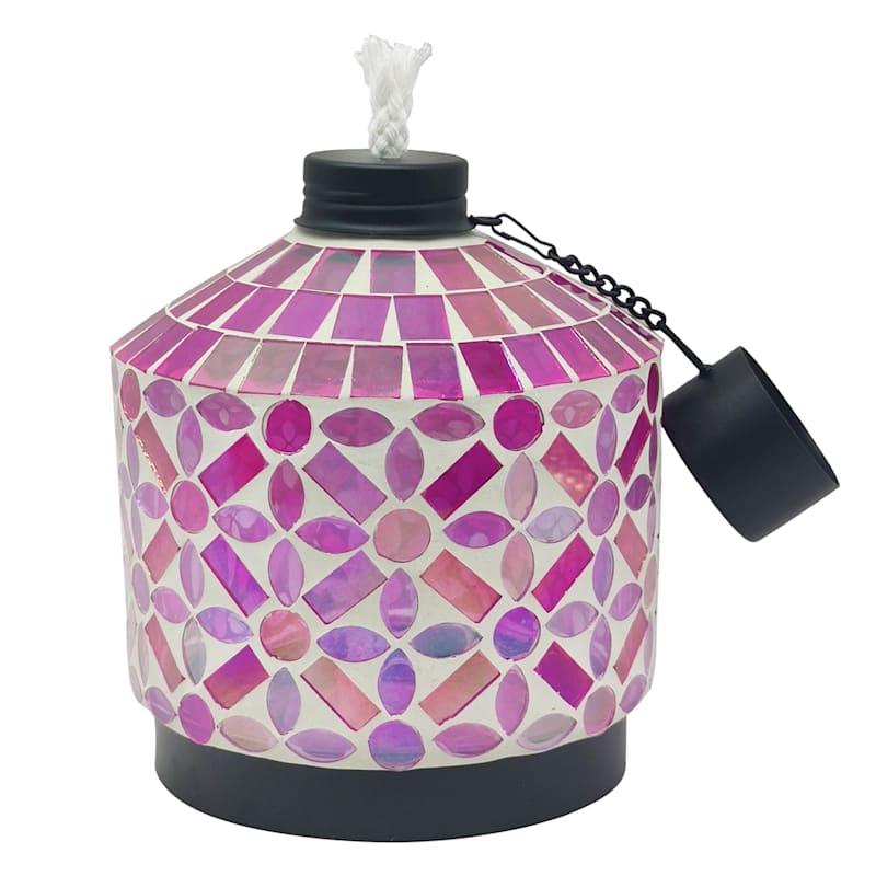 Purple Mosaic Table Top Torch, 6"