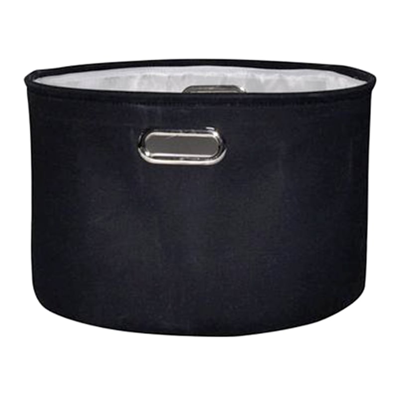 Black Round Fabric Storage Basket, Large