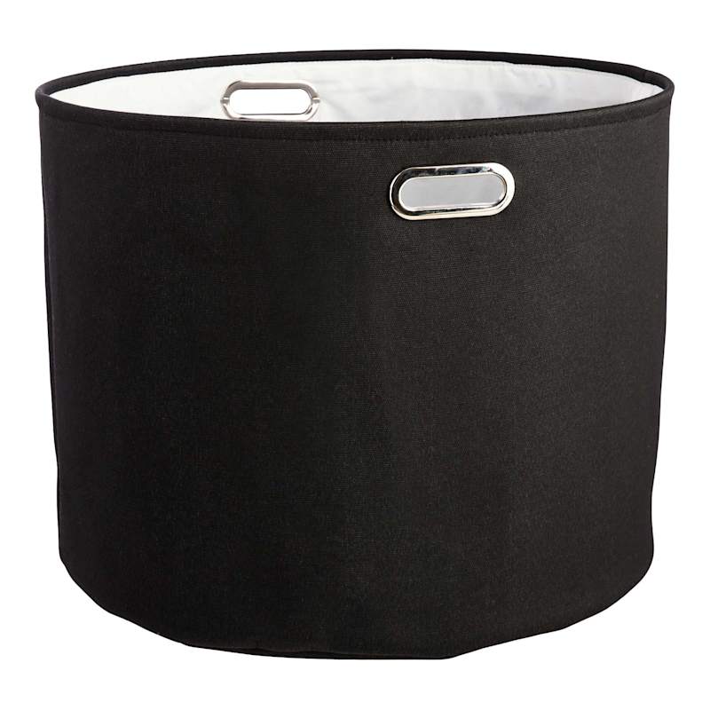 Black Round Fabric Storage Basket, Large