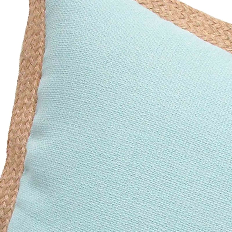 Olinen Light Blue Outdoor Throw Pillow with Jute Trim, 18"