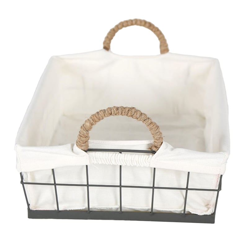 Lined Rectangle Wire Storage Basket, Medium