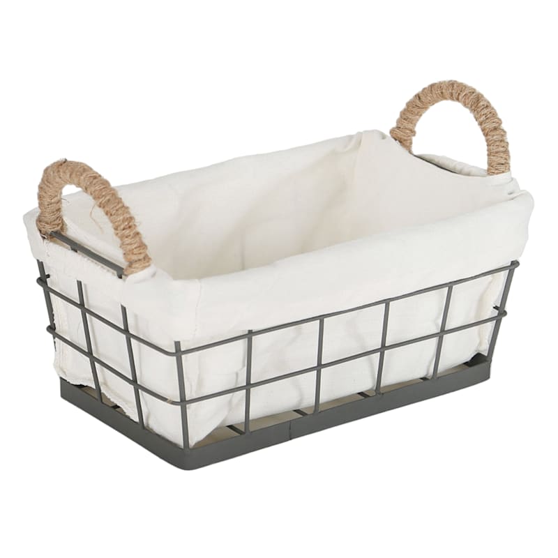 Lined Rectangle Wire Storage Basket