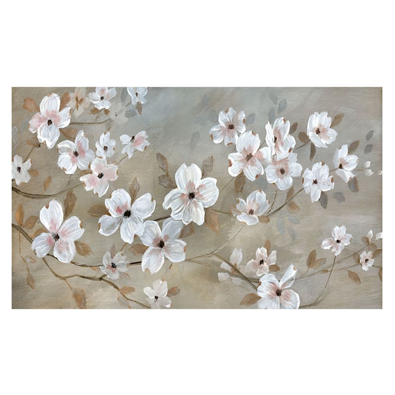 White Floral Canvas Wall Art, 60x36