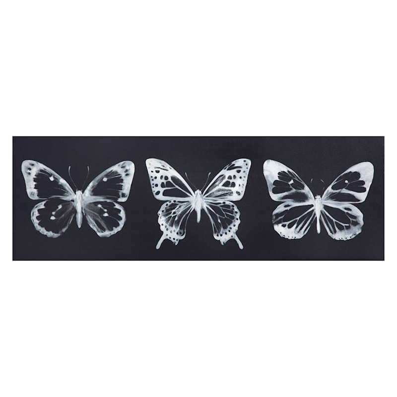 Laila Ali Black & White Butterfly Canvas Wall Art, 36x12 | At Home | The Home Decor & Holiday Superstore