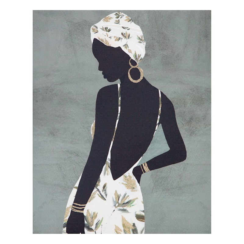 Lady In Palm Leave Dress Canvas Wall Art, 16x20