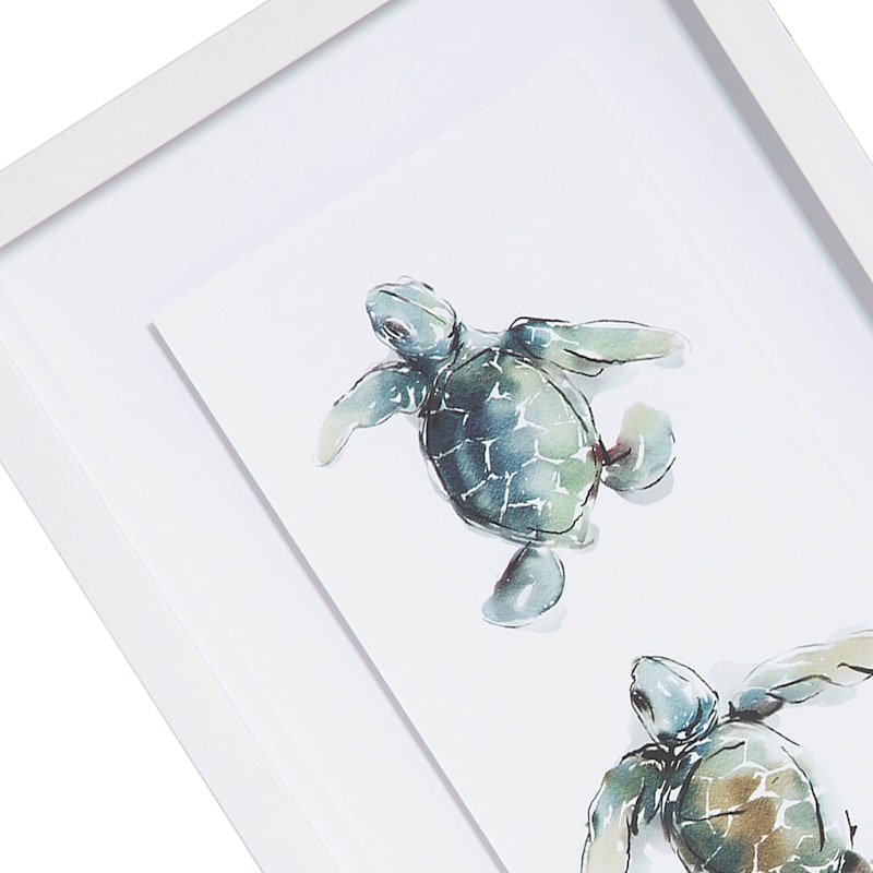 Ty Pennington Glass Framed Turtle Print Wall Art, 11x23