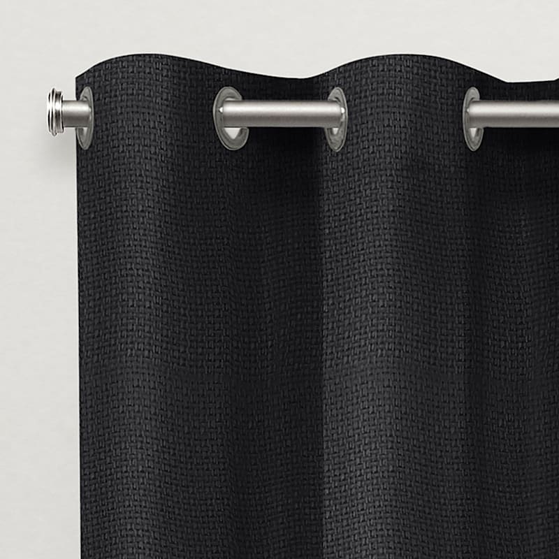 Black Basket Weave Light Filtering Curtain Panel, 84"