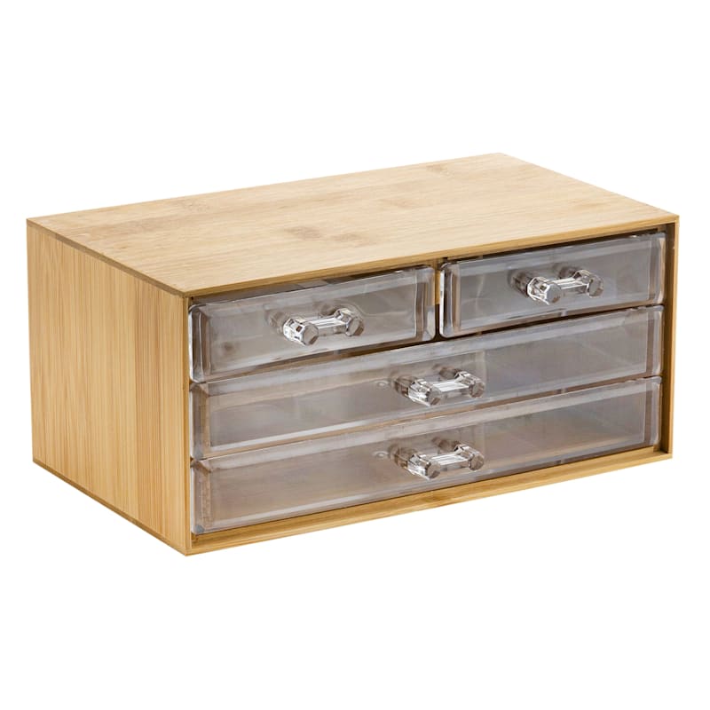 4-Drawer Bamboo Cosmetic Organizer, Natural, Sold by at Home