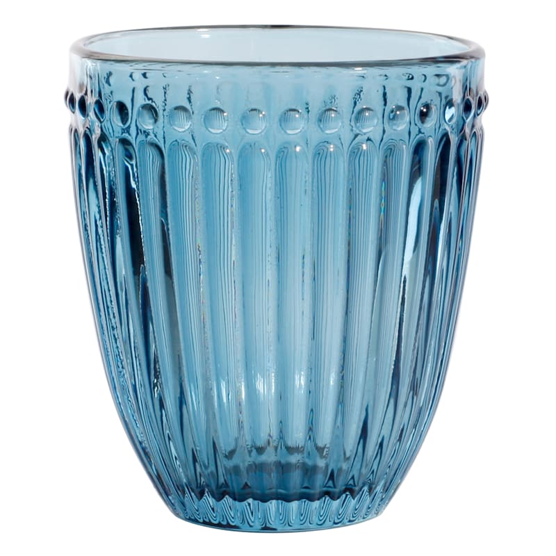 Providence Blue Beaded Double Old Fashioned Glass, 10.5oz