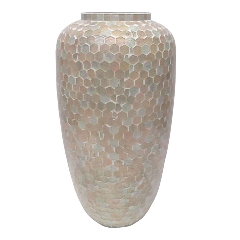 Laila Ali Pink Mosaic Glass Vase, 15"