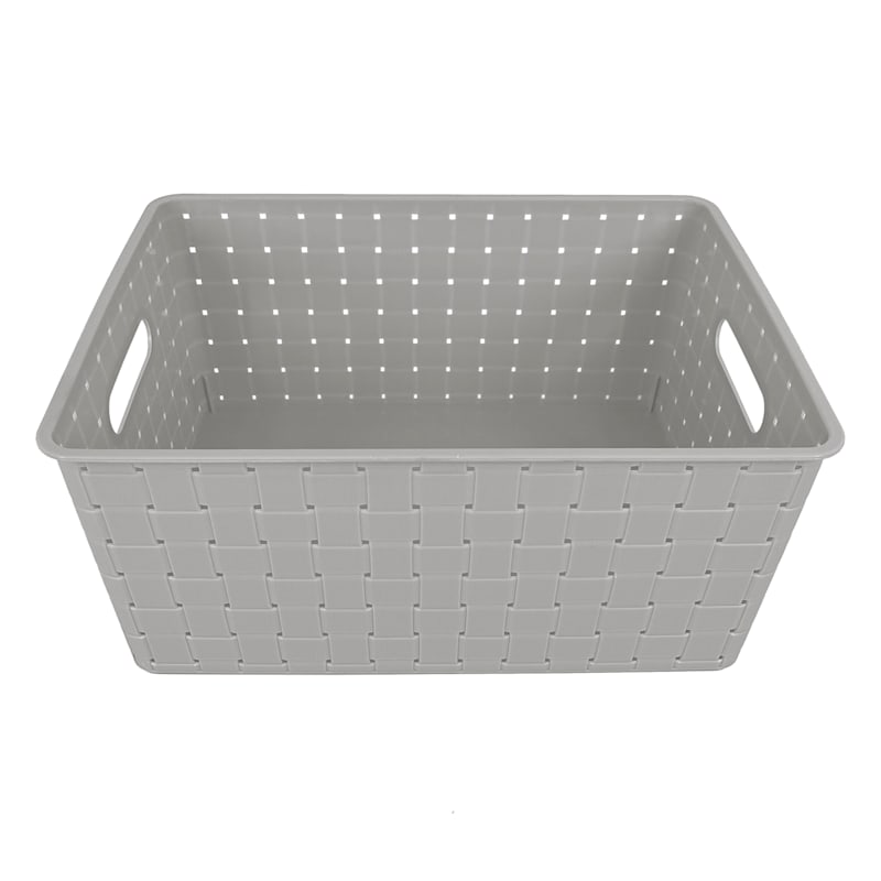 15X11X7 Strap Design Weave Basket- Cool Grey