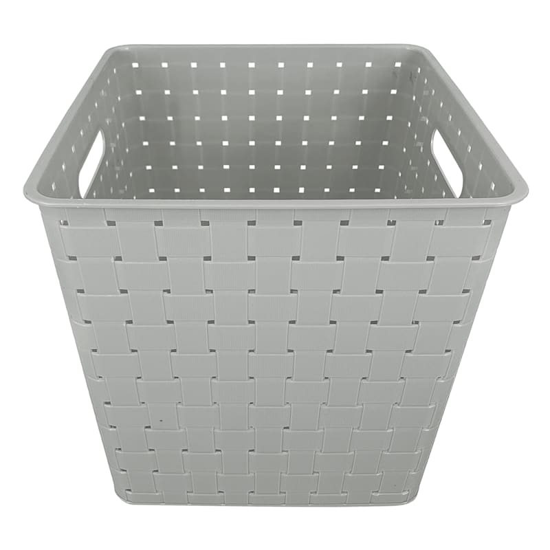 12X12X12 Strap Design Weave Basket- Cool Grey
