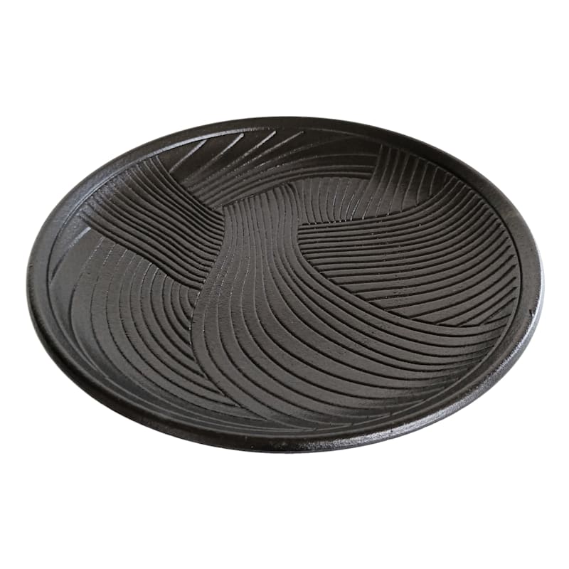 Crosby St. Black Wooden Round Decorative Tray, 12"