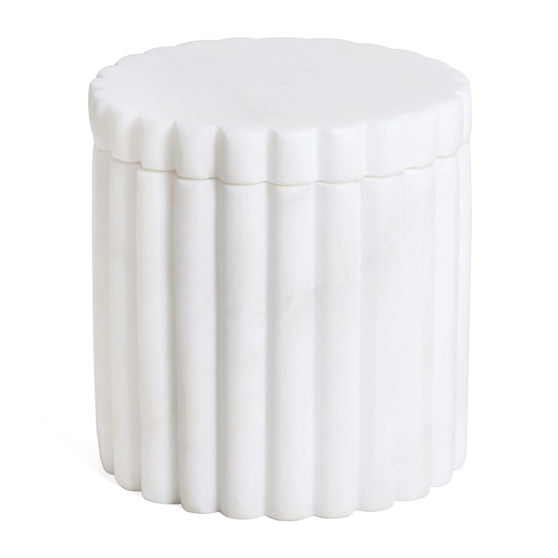 Best Home Fashion White Marble Storage Box with Lid - Crocodile Pattern -  Small - 4” L x 4” W x 2.5” H