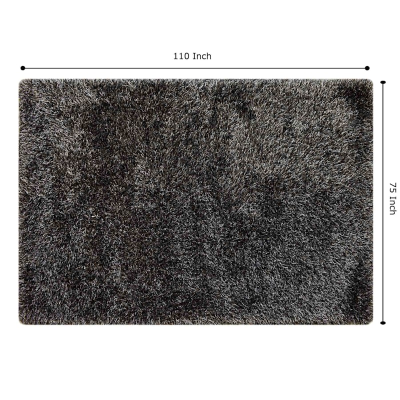 (C198) Eve Silver & Black Shag Area Rug, 6x9