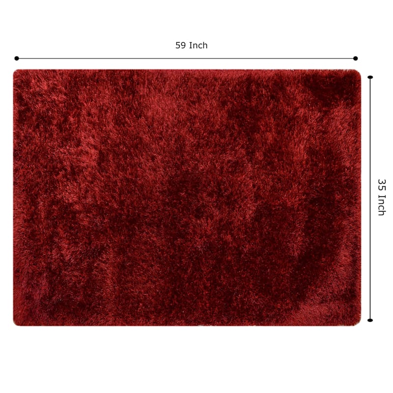 (C197) Eve Red Shag Accent Rug, 3x5