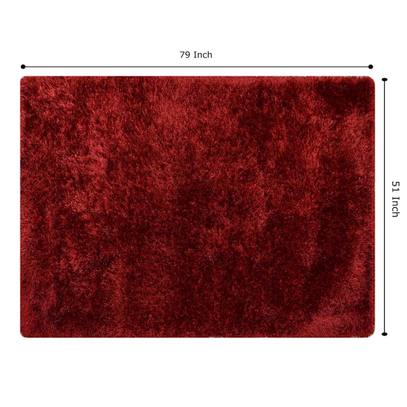 (C197) Eve Red Shag Area Rug, 4x7