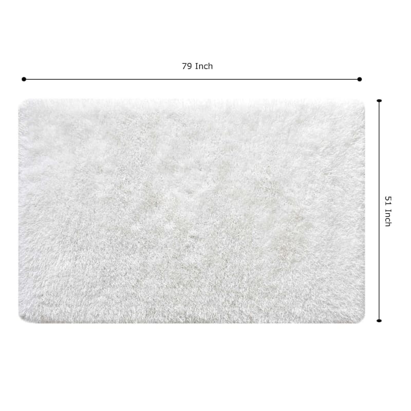 (C200) Eve White Shag Area Rug, 4x7