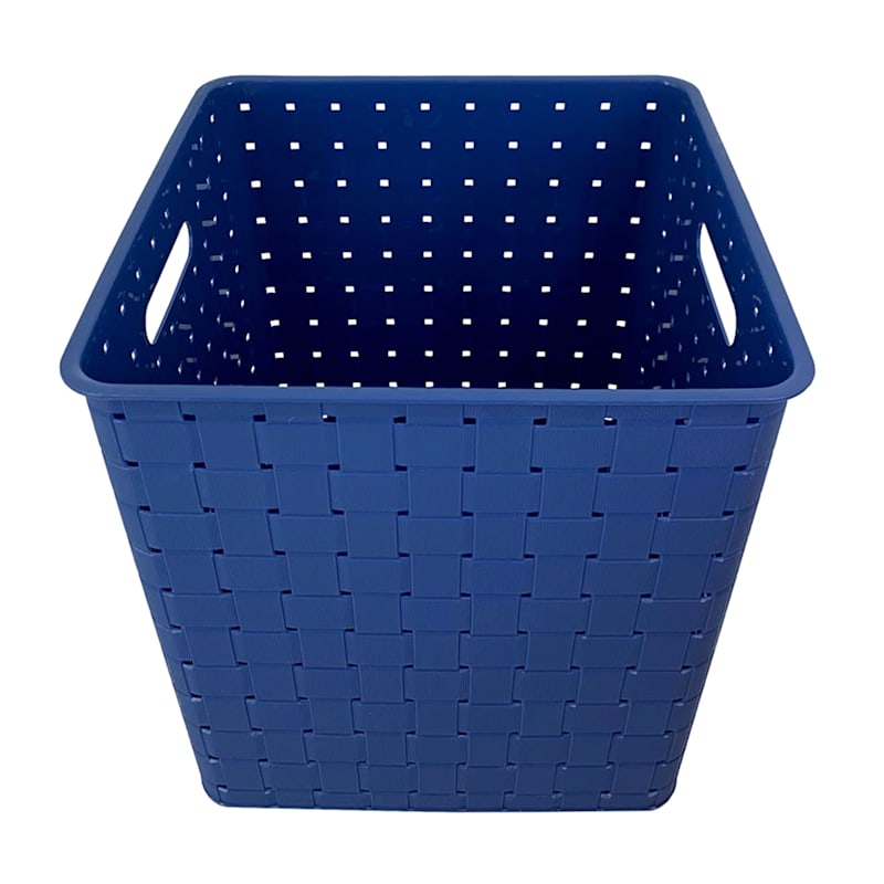 Navy Blue Peony Y-Weave Storage Basket, Large, Sold by at Home