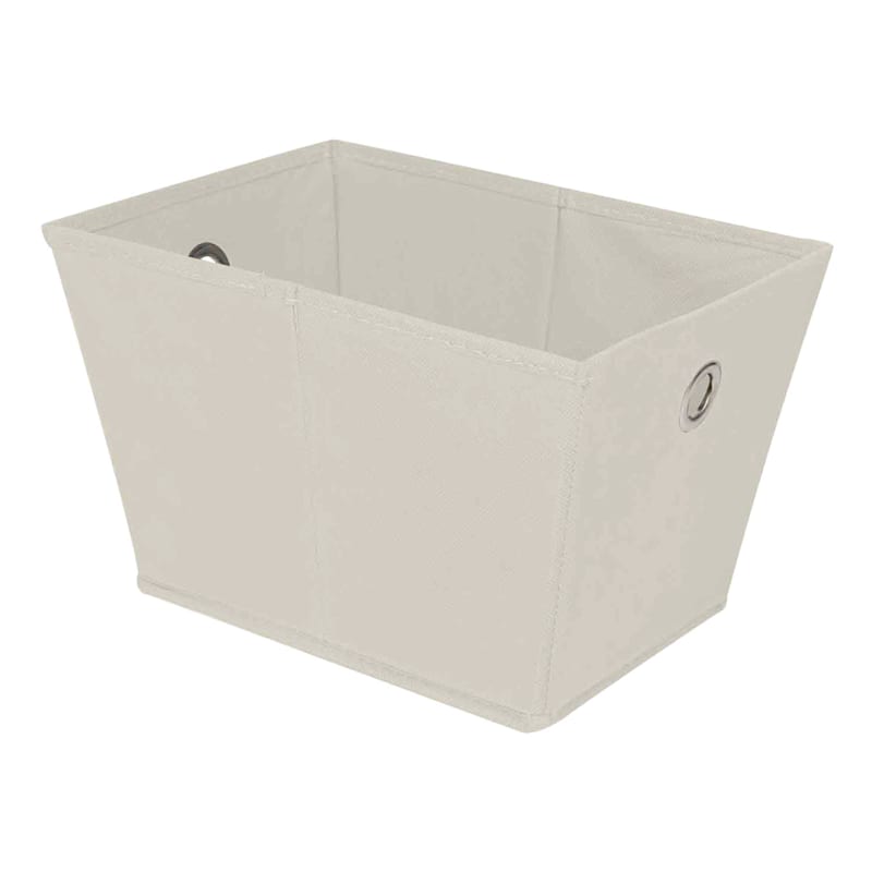 Beige Collapsible Tapered Storage Tote Small