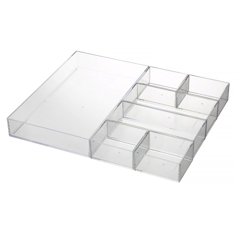 Set of 7 Stackable Drawer Organizer, Clear