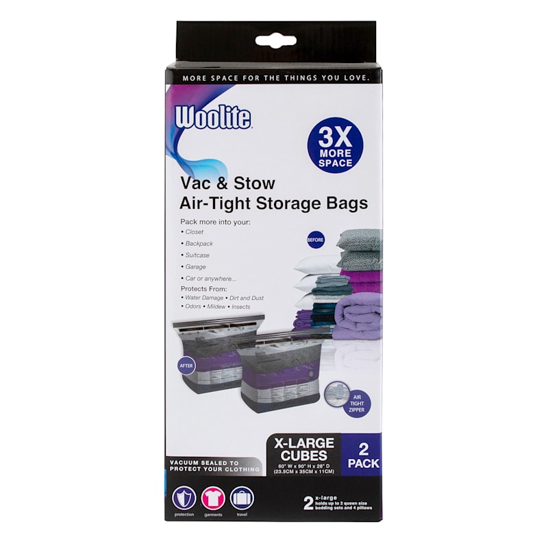 Woolites Air-Tight Hand Roll Vacuum Storage Bags, Clear - 2 pack