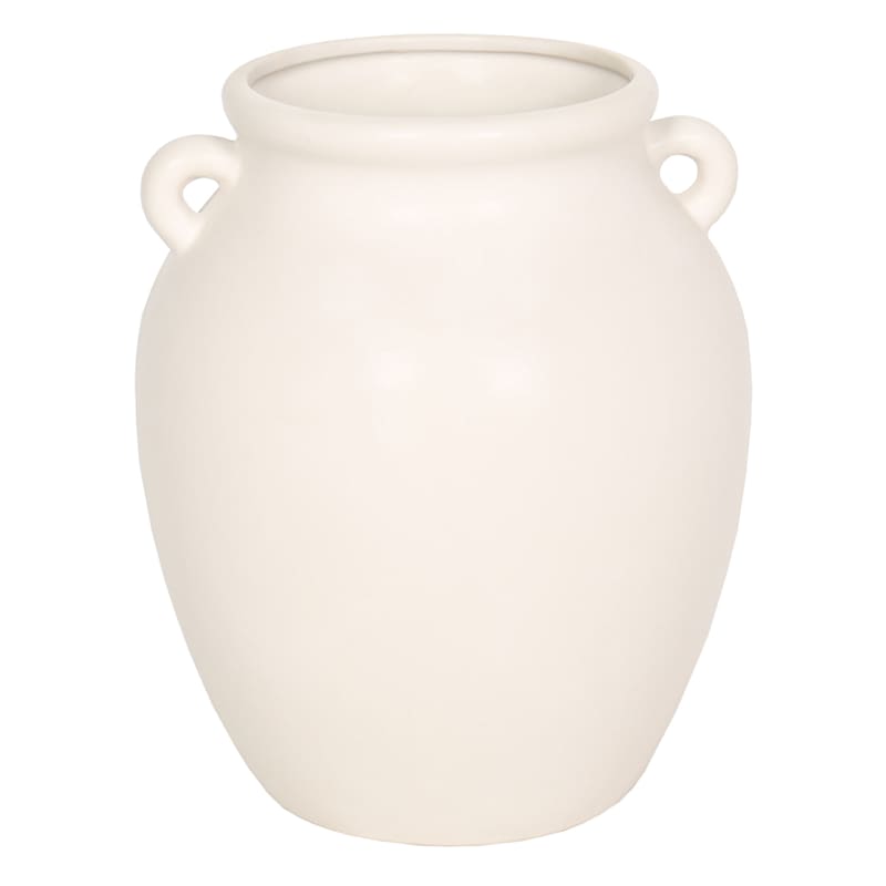 haj Borgerskab Supplement Honeybloom White Ceramic Vase with Handles, 9"