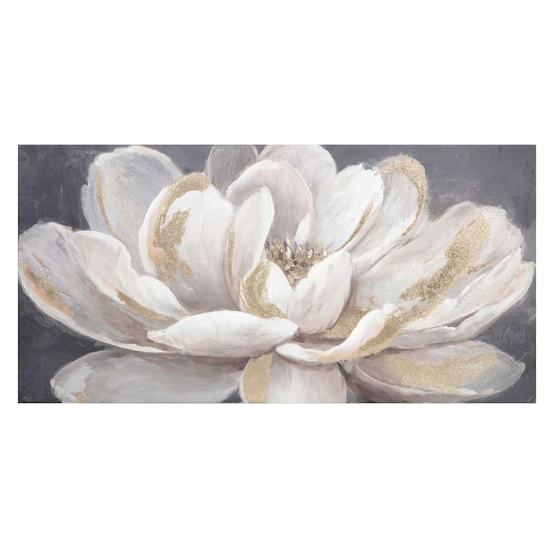 Providence White Gold Floral Canvas, 40x20