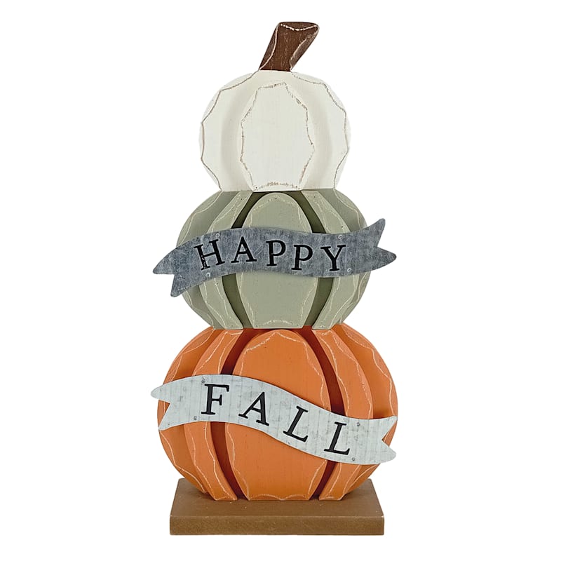 Homespun Harvest Happy Fall Stacked Pumpkin Table Sign, 15.8"