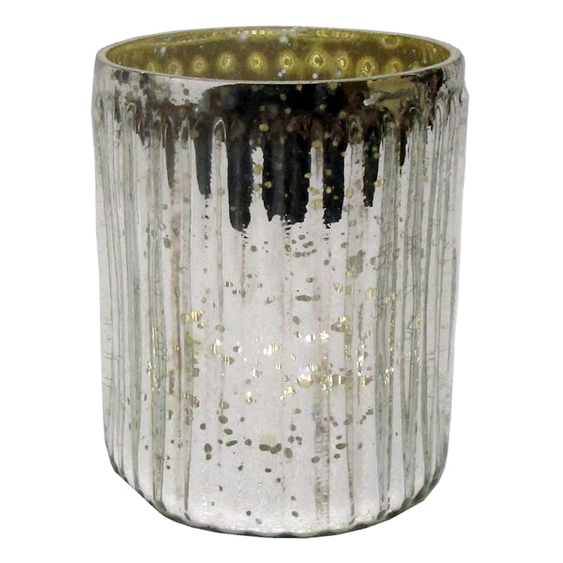 Tracey Boyd Silver Mercury Glass Votive, 4"