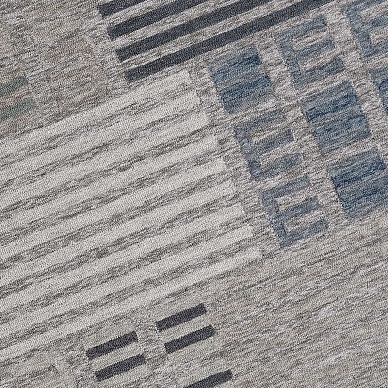 (A508) Ty Pennington Elmwood Blue & Ivory Patch Patterned Area Rug, 7x9