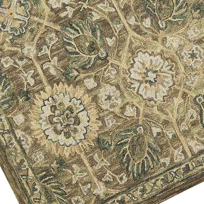 (A496) Honeybloom Victoria Sage Floral Hooked Area Rug, 8x10