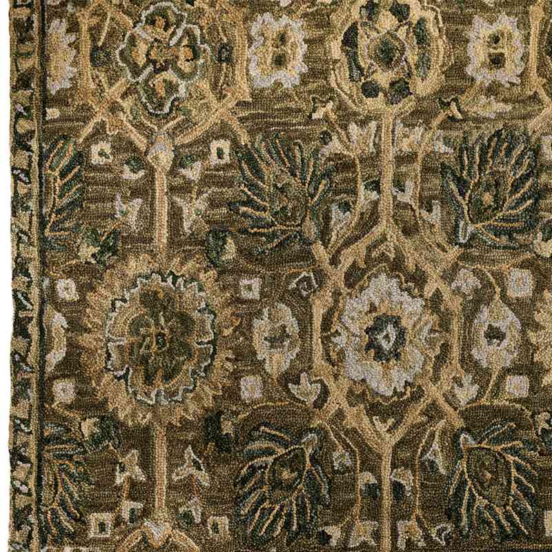 (A496) Honeybloom Victoria Sage Floral Hooked Area Rug, 5x7