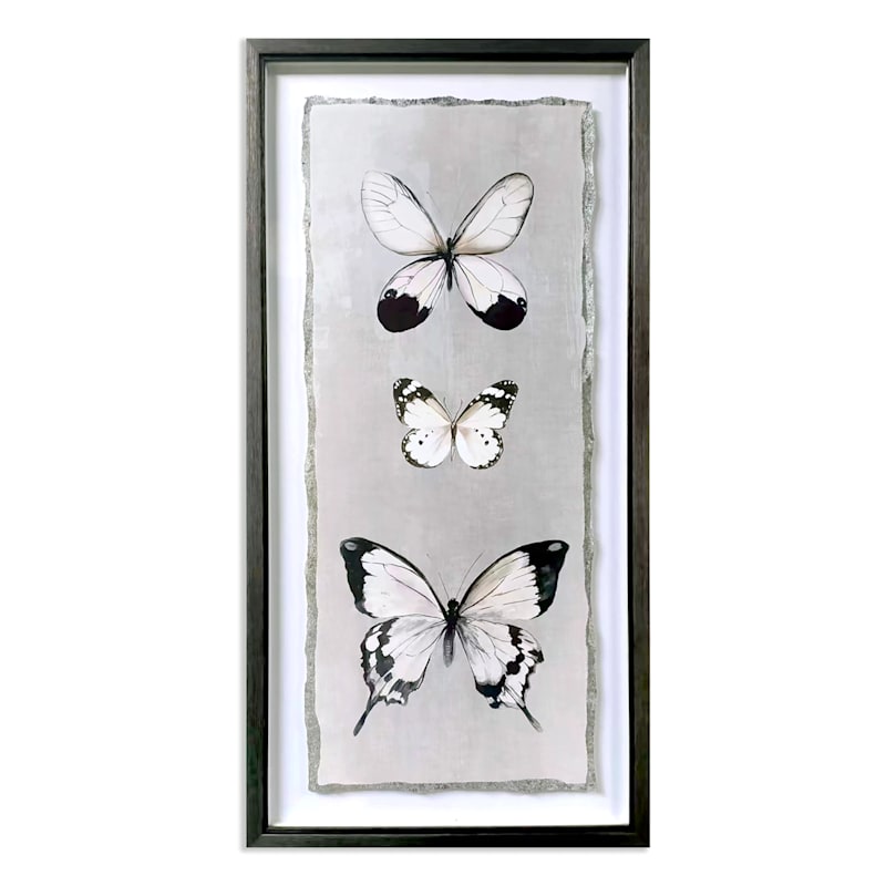Laila Ali Glass Framed Butterfly Print Wall Art, 12x24