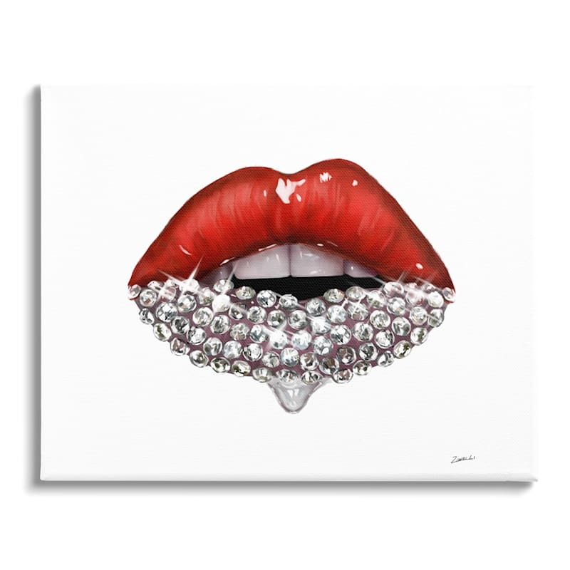 Diamond Lips Canvas Wall Art, 10x8