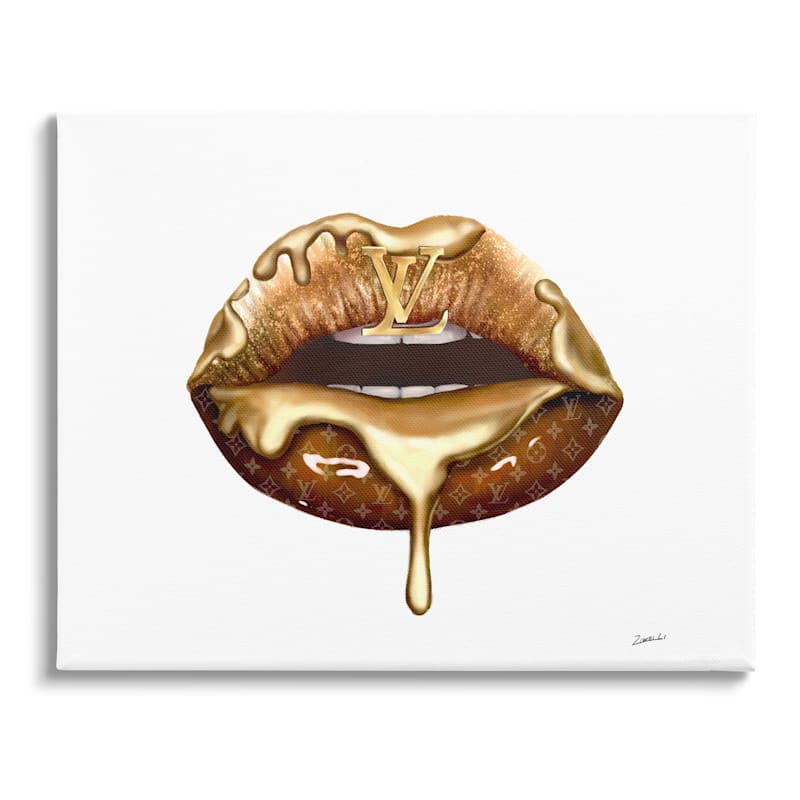 Luxury Gold Lips Canvas Wall Art, 10x8