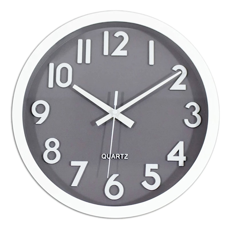 Round Grey Wall Clock, 10"