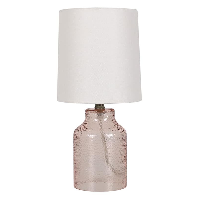 Honeybloom Light Pink Rippled Glass Lamp with Shade, 13"