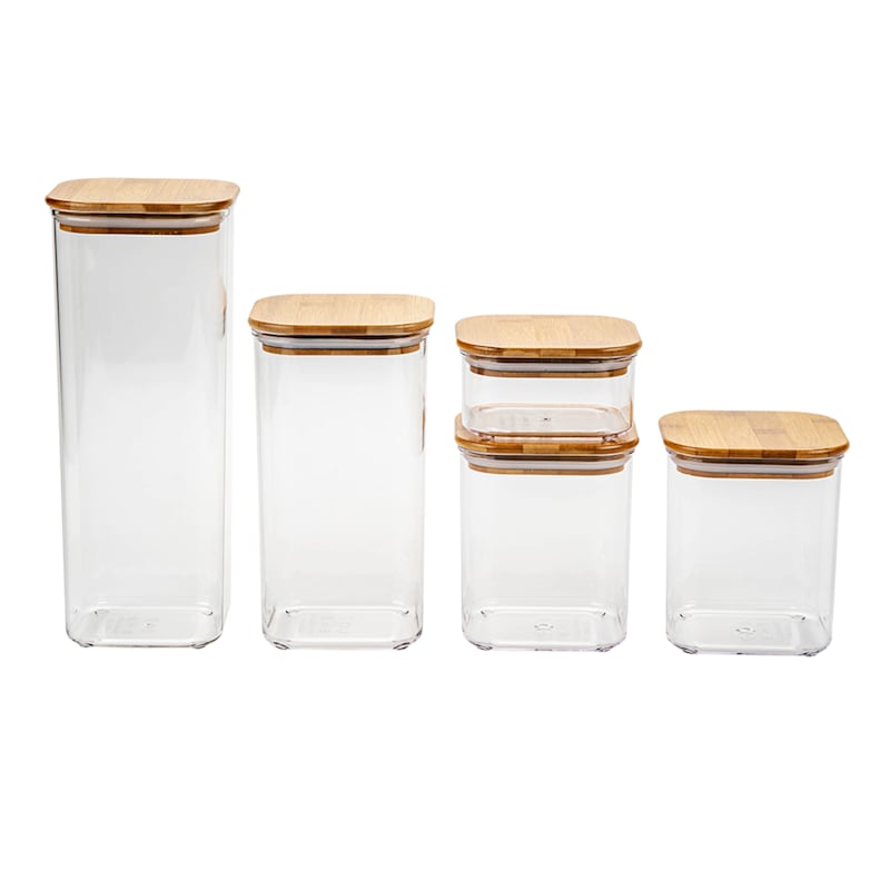 Acrylic Bamboo Lidded Storage Containers