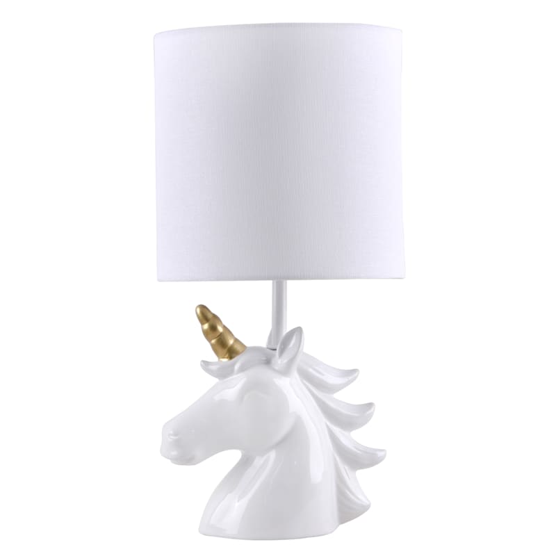 Tiny Dreamers White Ceramic Unicorn Lamp with Shade 17