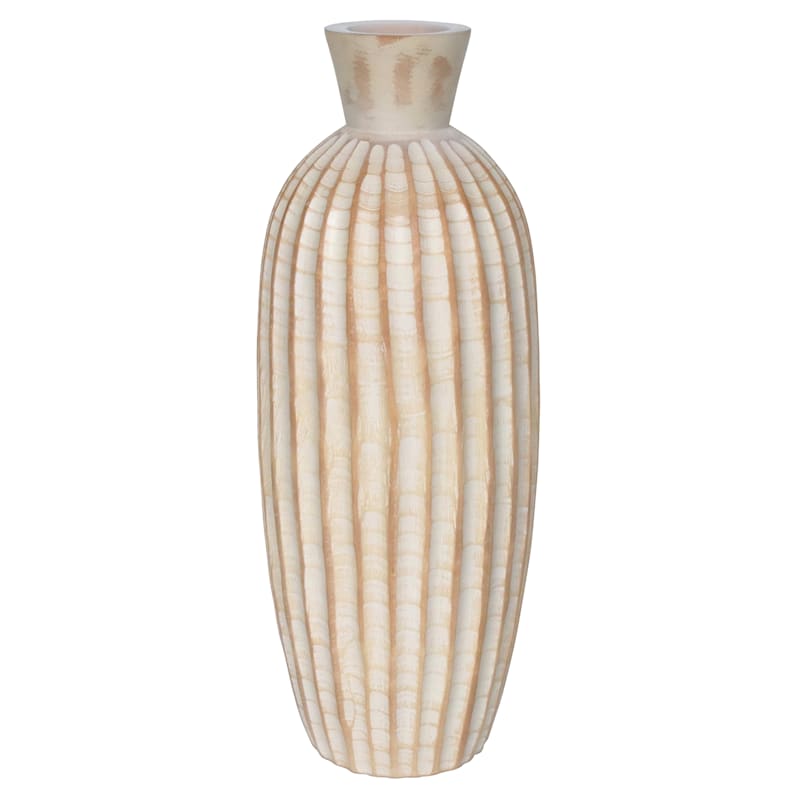 Found & Fable Whitewash Carved Vase, 16"