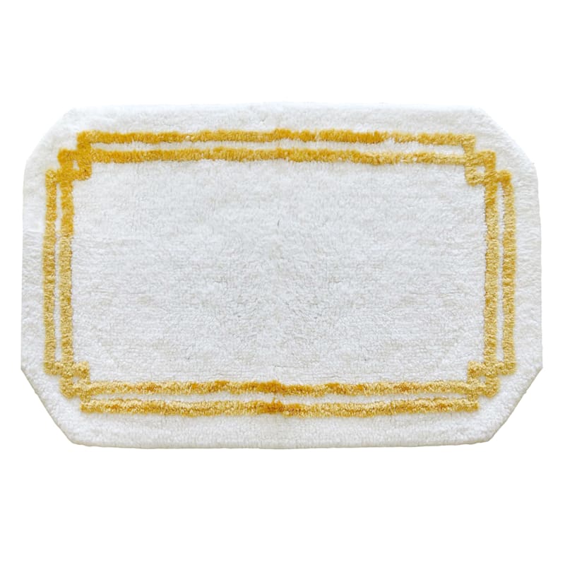 at Home Octagonal Hotel Border White & Gold Rug