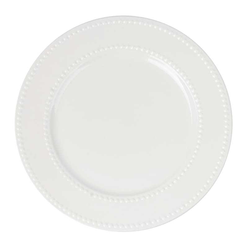Providence White Beaded Dinner Plate
